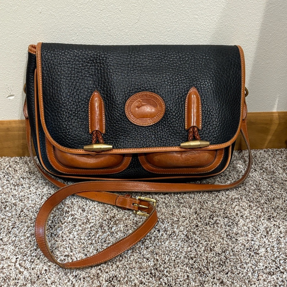 Dooney & Bourke Black and Tan Leather Shoulder Bag
